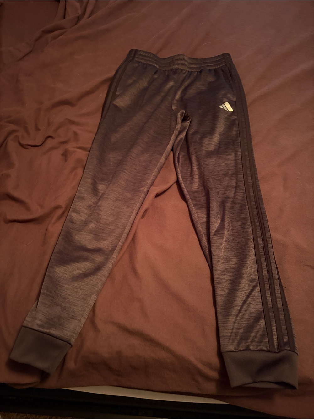 Adidas Black Heather Jogger Sweatpants with Side Stripes